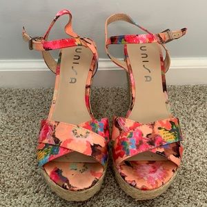 Unisa multicolored high wedges, worn once